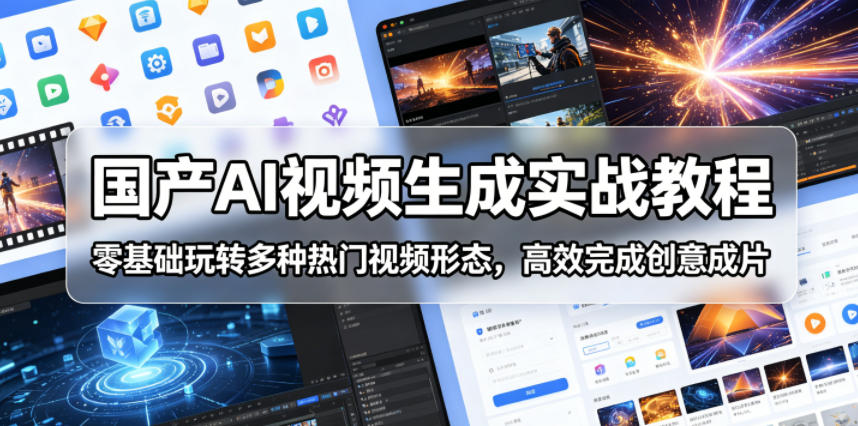 国产AI视频生成实战教程，零基础玩转多种热门视频形态，高效完成创意成片-研习库