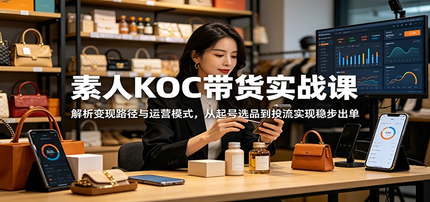 素人KOC带货实战课:解析变现路径与运营模式,从起号选品到投流实现稳步出单-研习库