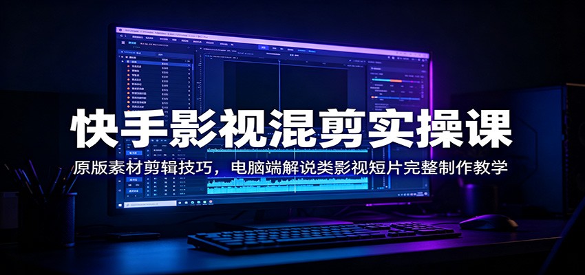 快手影视混剪实操课:原版素材剪辑技巧,电脑端解说类影视短片完整制作教学-研习库