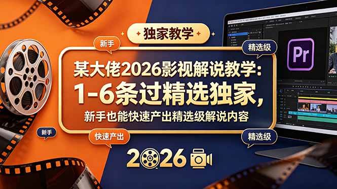 （18946期）某大佬2026影视解说教学：1-6条过精选独家，新手也能快速产出精选级解说内容-研习库