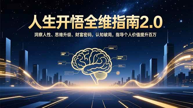 （16898期）人生开悟全维指南2.0：洞察人性、思维升级、财富密码，认知破局，指导个人价值提升百万-研习库