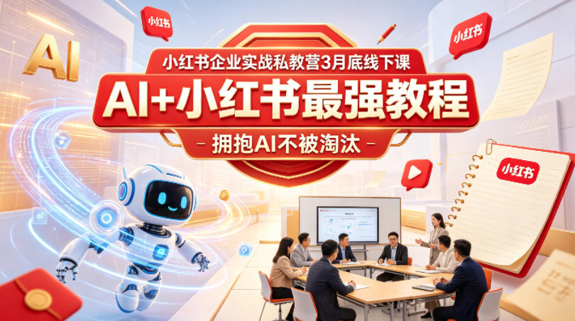 小红书企业实战私教营3月底线下课，AI+小红书最强教程，拥抱AI不被淘汰-研习库