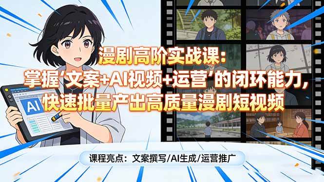 （17461期）漫剧高阶实战课：掌握“文案+AI视频+运营”的闭环能力，快速批量产出高质量漫剧短视频