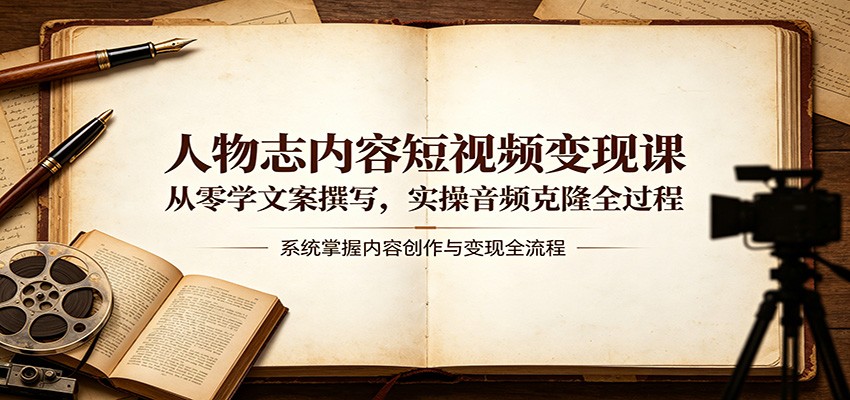 人物志内容短视频变现课：从零学文案撰写，实操音频克隆全过程-研习库