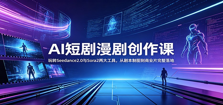 AI短剧漫剧创作课:玩转Seedance2.0与 Sora2两大工具,从剧本制图到商业片完整落地-研习库