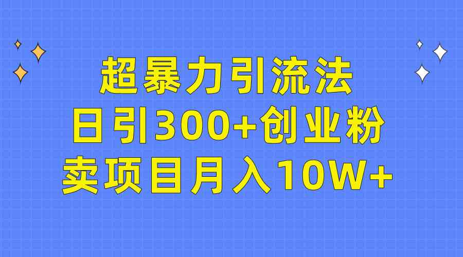 （9954期）超暴力引流法，日引300+创业粉，卖项目月入10W+-研习库