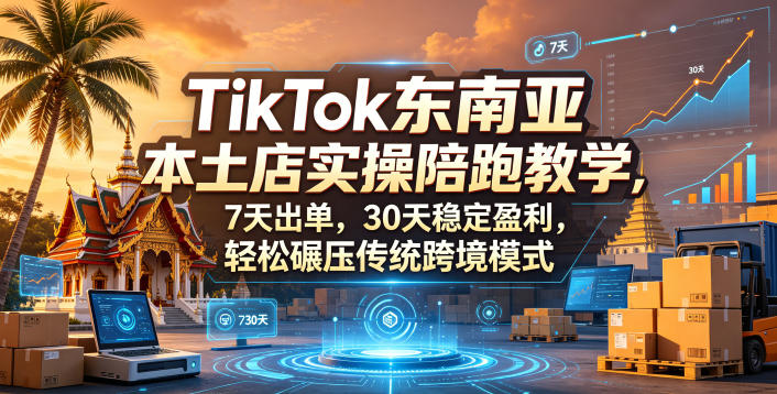 TikTok东南亚本土店实操陪跑教学，7天出单，30天稳定盈利，轻松碾压传统跨境模式-研习库