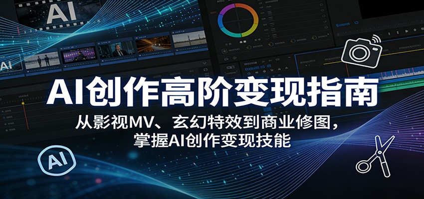 AI创作高阶变现指南：从影视MV、玄幻特效到商业修图，掌握AI创作变现技能-研习库