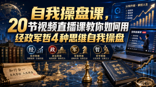 自我操盘课，20节视频直播课教你如何用经政军哲4种思维自我操盘-研习库