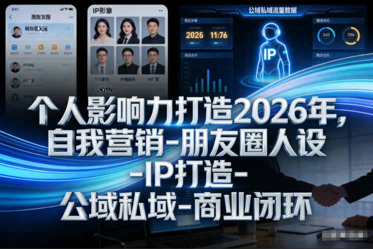 个人影响力打造2026年，自我营销-朋友圈人设-IP打造-公域私域-商业闭环-研习库