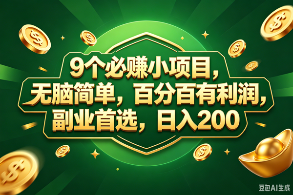 （18950期）9个必赚的小项目，百分百赚元子，无脑简单，副业首选，日入300+-研习库