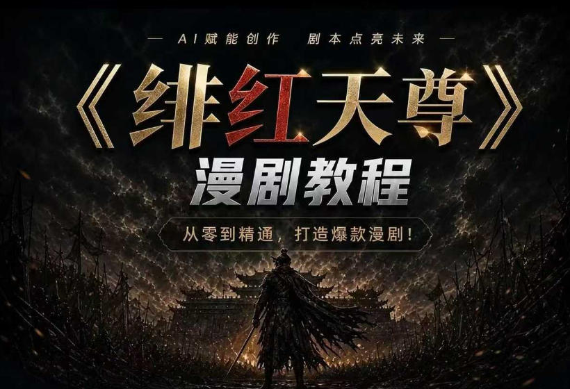 绯红天尊AI漫剧系统教程|从零入门到精通,工具运用+剧本创作+爆款逻辑+提示词素材+镜头剪辑,全套爆款漫剧落地实战课-研习库