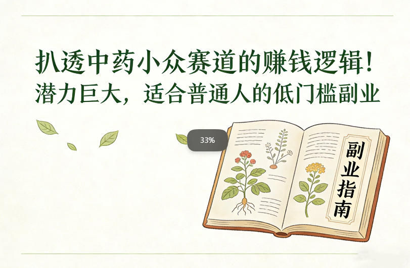 扒透中药小众赛道的賺米逻辑，潜力巨大，适合普通人的低门槛副业-研习库