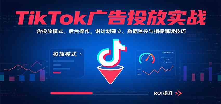 TikTok广告投放实战，含投放模式、后台操作，讲计划建立、数据监控与指标解读技巧-研习库