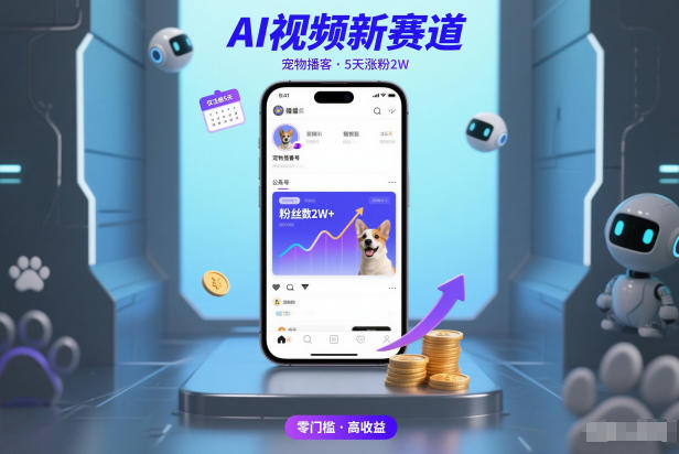 AI视频新赛道，宠物播客仅注册5天涨粉2W，收益非常可观-研习库