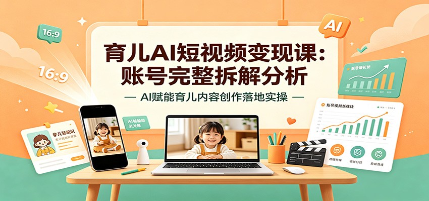 育儿AI短视频变现课:账号完整拆解分析,AI赋能育儿内容创作落地实操-研习库