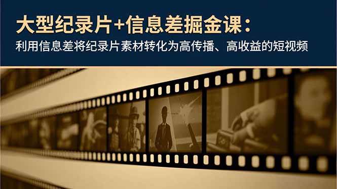 （16741期）大型纪录片+信息差掘金课：利用信息差将纪录片素材转化为高传播、高收益的短视频-研习库