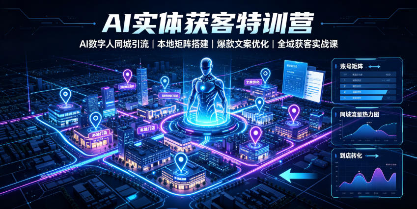 AI实体获客特训营|AI数字人同城引流、本地矩阵搭建、爆款文案优化全域获客实战课-研习库
