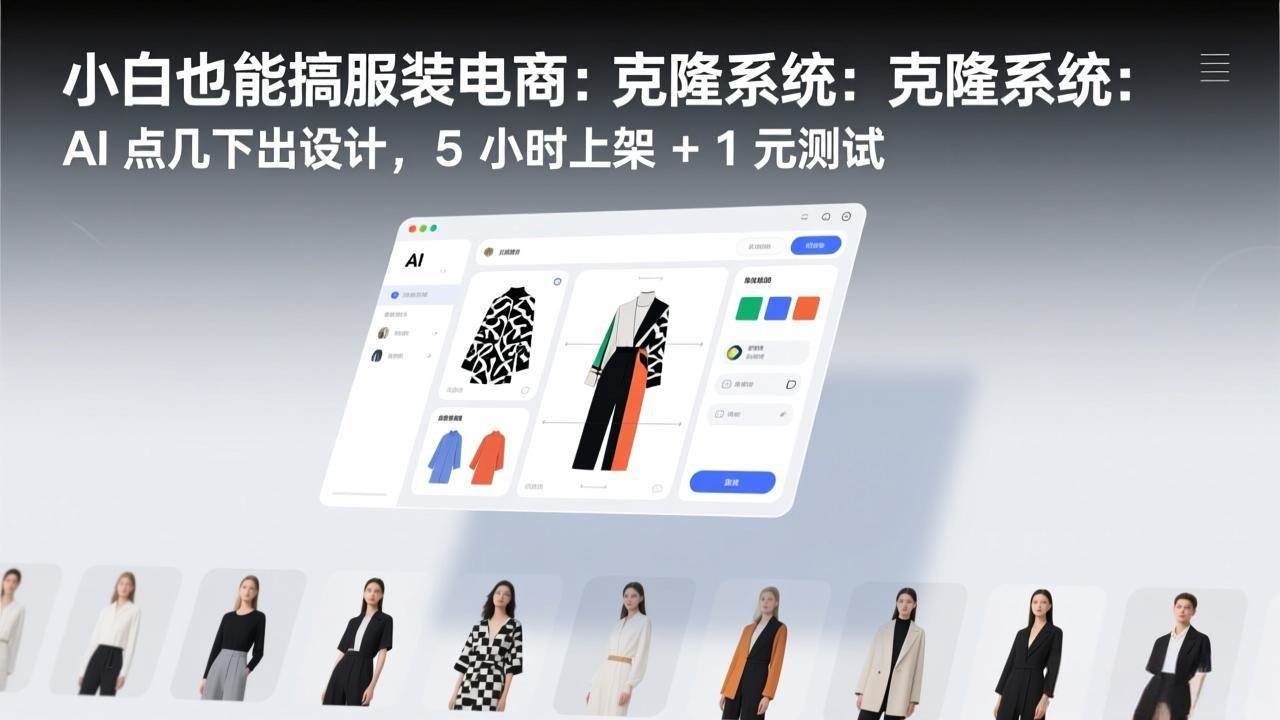 (17411期)小白也能搞服装电商:克隆系统:AI 点几下出设计,5 小时上架 + 1 元测试-研习库