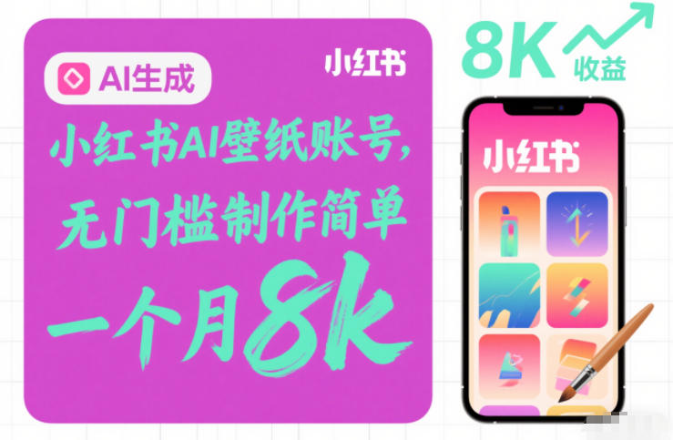 小红书AI壁纸账号，无门槛制作简单，一个月8k+-研习库