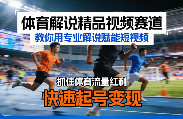 体育解说精品视频赛道，教你用专业解说赋能短视频，抓住体育流量红利，快速起号变现-研习库
