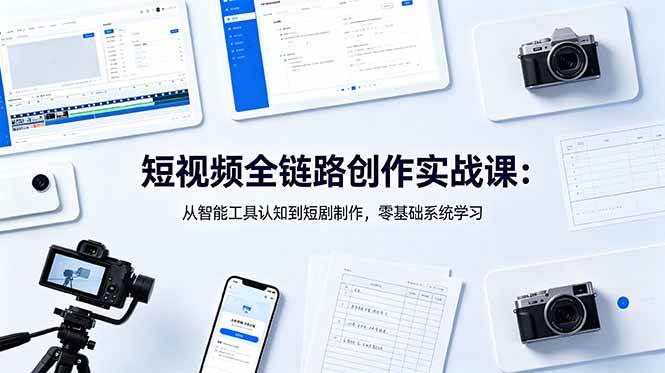 （18683期）短视频全链路创作实战课：从智能工具认知到短剧制作，零基础系统学习-研习库