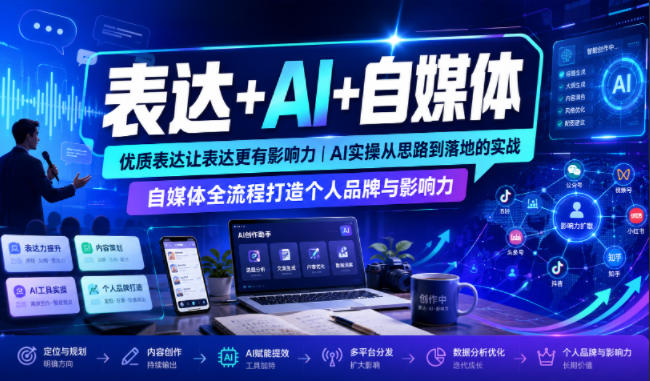 表达+AI+自媒体，优质表达让表达更有影响力|AI实操从思路到落地的实战|自媒体全流程打造个人品牌与影响力-研习库