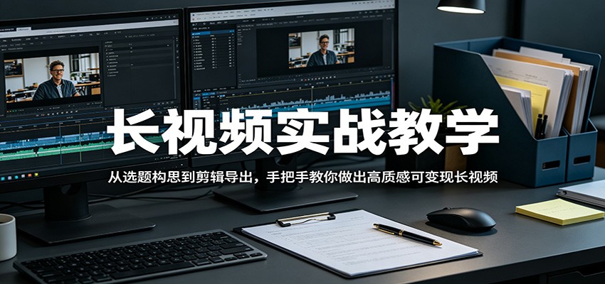 长视频实战教学，从选题构思到剪辑导出，手把手教你做出高质感可变现长视频-研习库