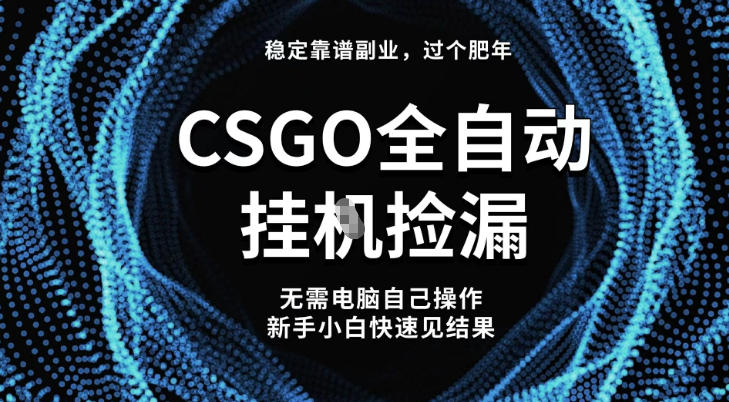 【稳定副业】全球最热门游戏CSGO全自动捡漏,最新玩法,新手小白日入5张+【揭秘】-研习库