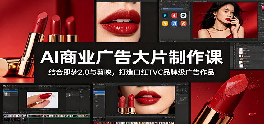 AI商业广告大片制作课:结合即梦2.0与剪映,打造口红TVC品牌级广告作品-研习库
