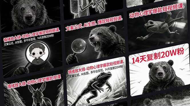 （17376期）情绪放大镜-动物心理学爆款短视频课，文案公式、AI生图、多平台变现，14天复制20W粉-研习库