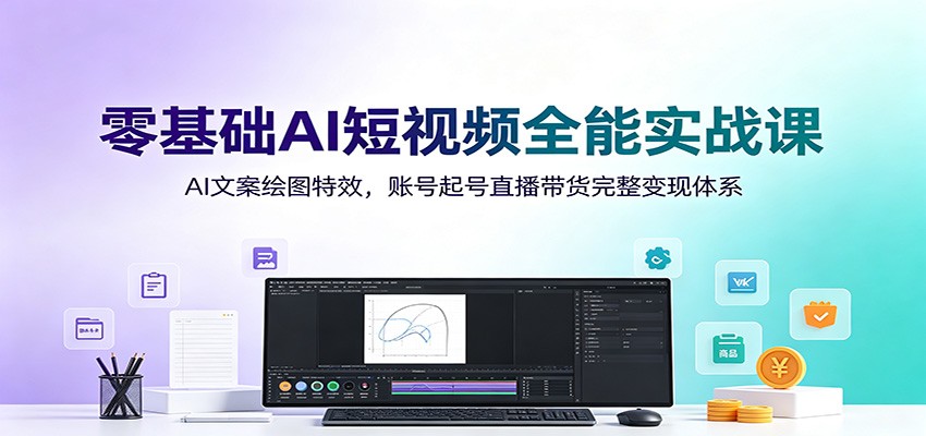 零基础AI短视频全能实战课：AI文案绘图特效，账号起号直播带货完整变现体系-研习库