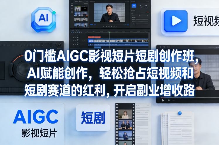 0门槛AIGC影视短片短剧创作班，AI赋能创作，轻松抢占短视频和短剧赛道的红利，开启副业增收路-研习库