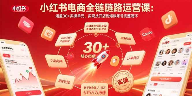 （15751期）小红书电商全链路运营课：涵盖30+实操单元，实现从开店到爆款账号完整闭环-研习库