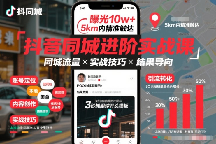 抖音同城进阶实战课，助你同城流量拿到结果-研习库