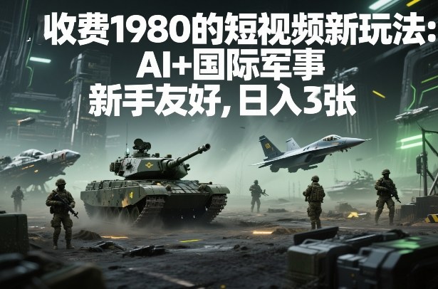 外面收费1980的短视频新玩法：AI+国际军事，新手友好，日入3张+【附详细教程】-研习库