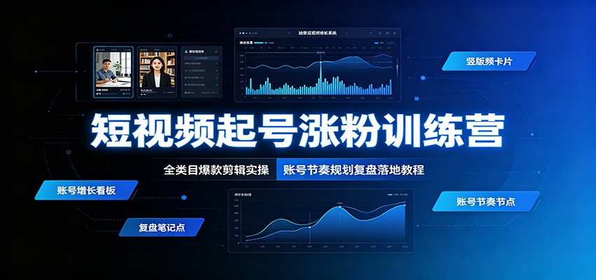 短视频起号涨粉训练营:全类目爆款剪辑实操,账号节奏规划复盘落地教程-研习库