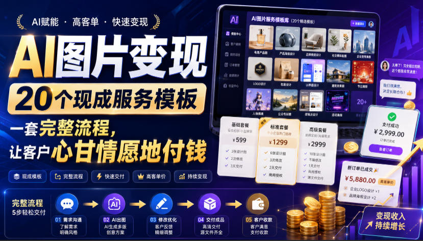 AI图片变现,20个现成服务模板,一套完整流程,让客户心甘情愿地付钱【原创双语字幕】-研习库