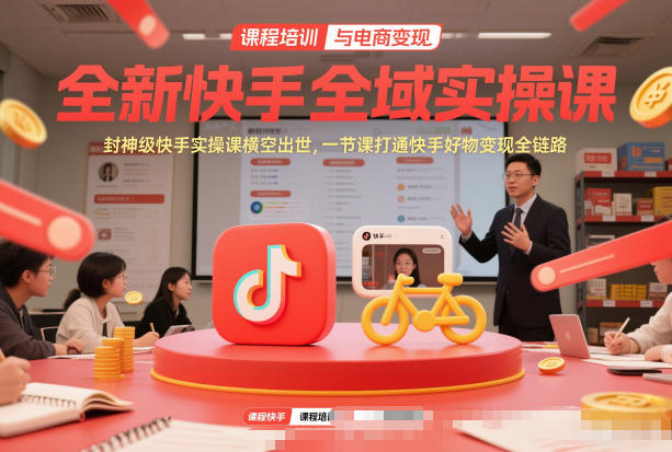 全新快手全域实操课，封神级快手实操课横空出世，一节课打通快手好物变现全链路-研习库