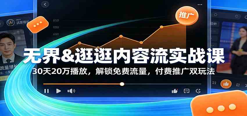无界&逛逛内容流实战课：30天20万播放，解锁免费流量，付费推广双玩法-研习库