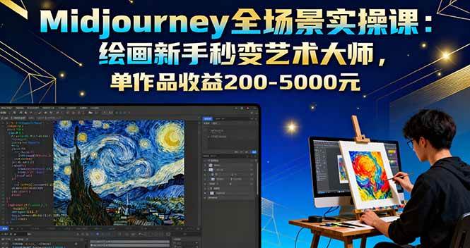 （16125期）Midjourney全场景实操课：绘画新手秒变艺术大师，单作品收益200-5000元-研习库