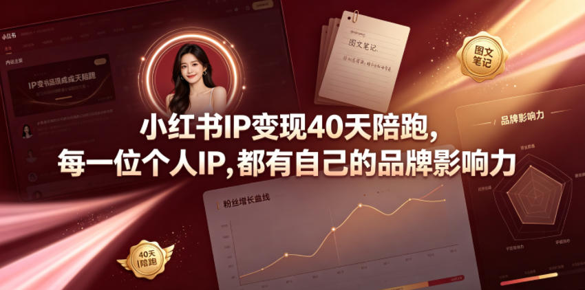小红书IP变现40天陪跑，每一位个人IP，都有自己的品牌影响力-研习库